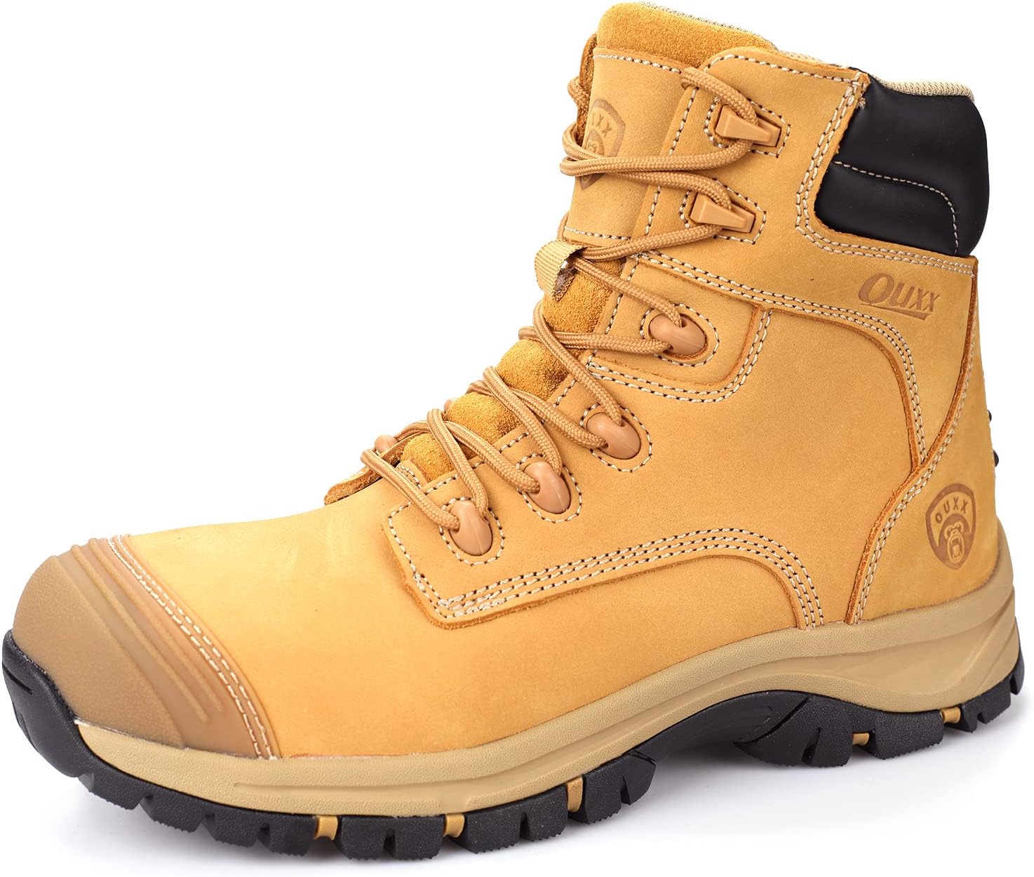 Work Boots for Men, Side Zipper Steel Toe Shoes, Water-Resistant, Non-Slip, Puncture-Proof(OX2720) 10 Ox2721, Brown