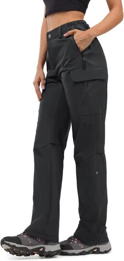 Women's-Hiking-Pants-Cargo-Quick-Dry-Stretch-Lightweight Work Outdoor Pants with 5 Deep Pockets 8 Black