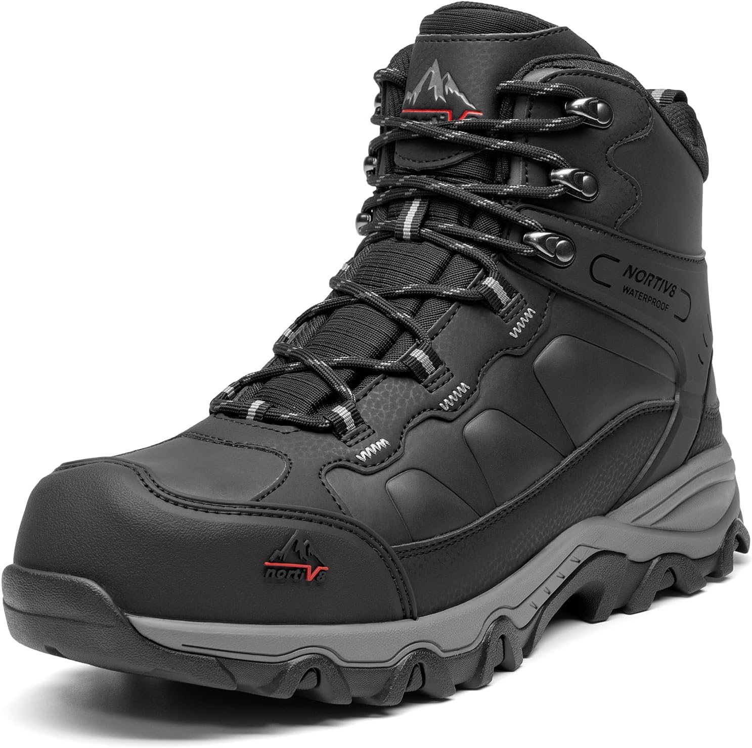 Waterproof Steel Toe Boots for Men Slip Resistant Safety Industrial Boots 11 Black-leather