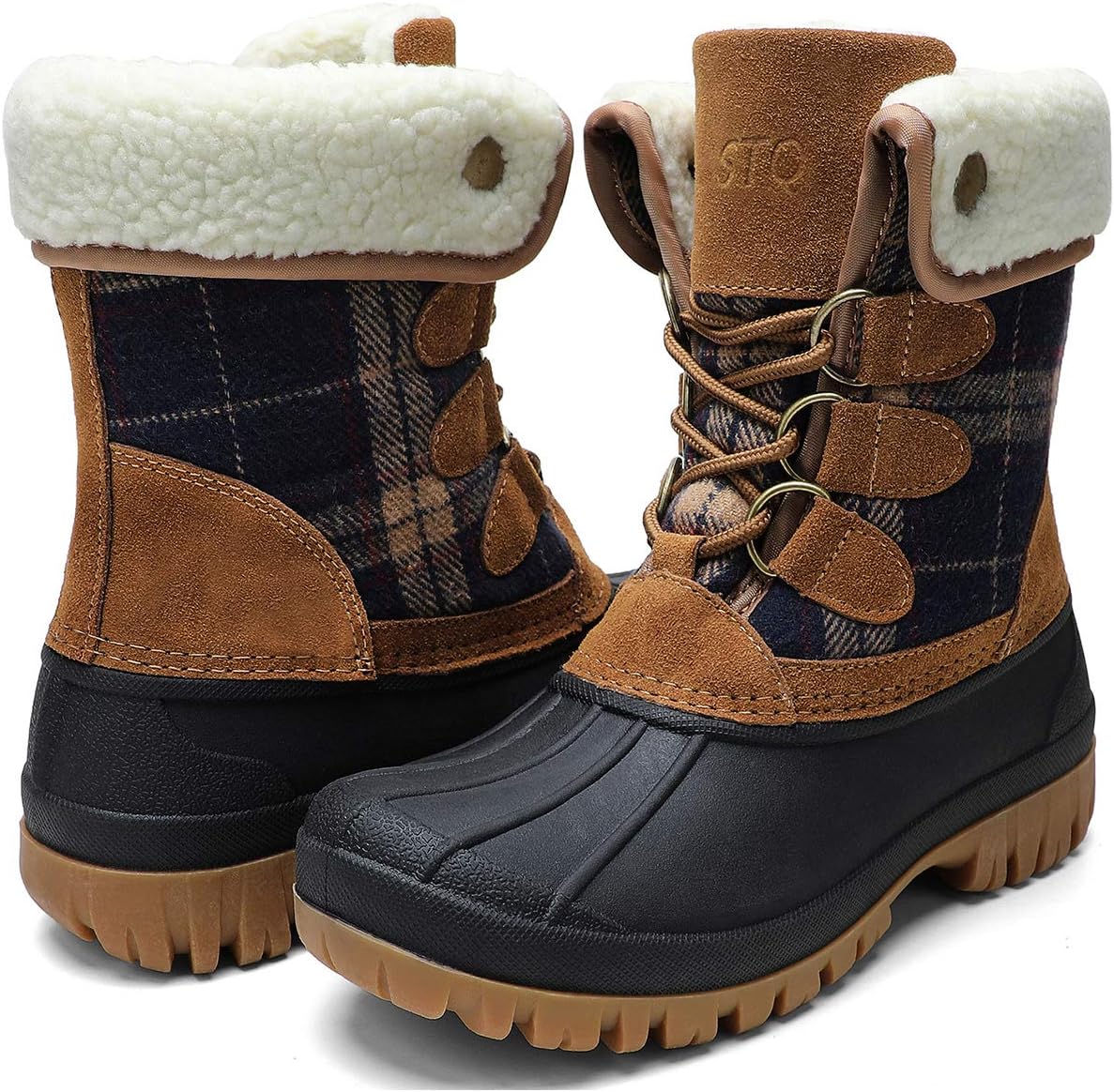 Womens Winter Duck Boots Waterproof Cold Weather Snow Boots 6 Antique Navy Tan