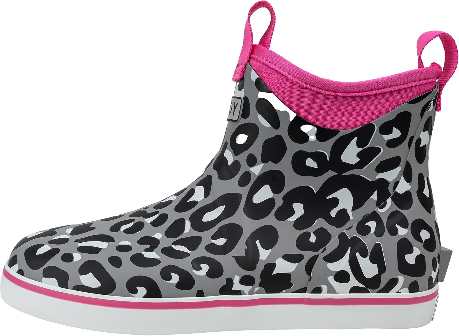 Womens Waterproof Deck Ankle Rain Boots 10 Pink Cheetah