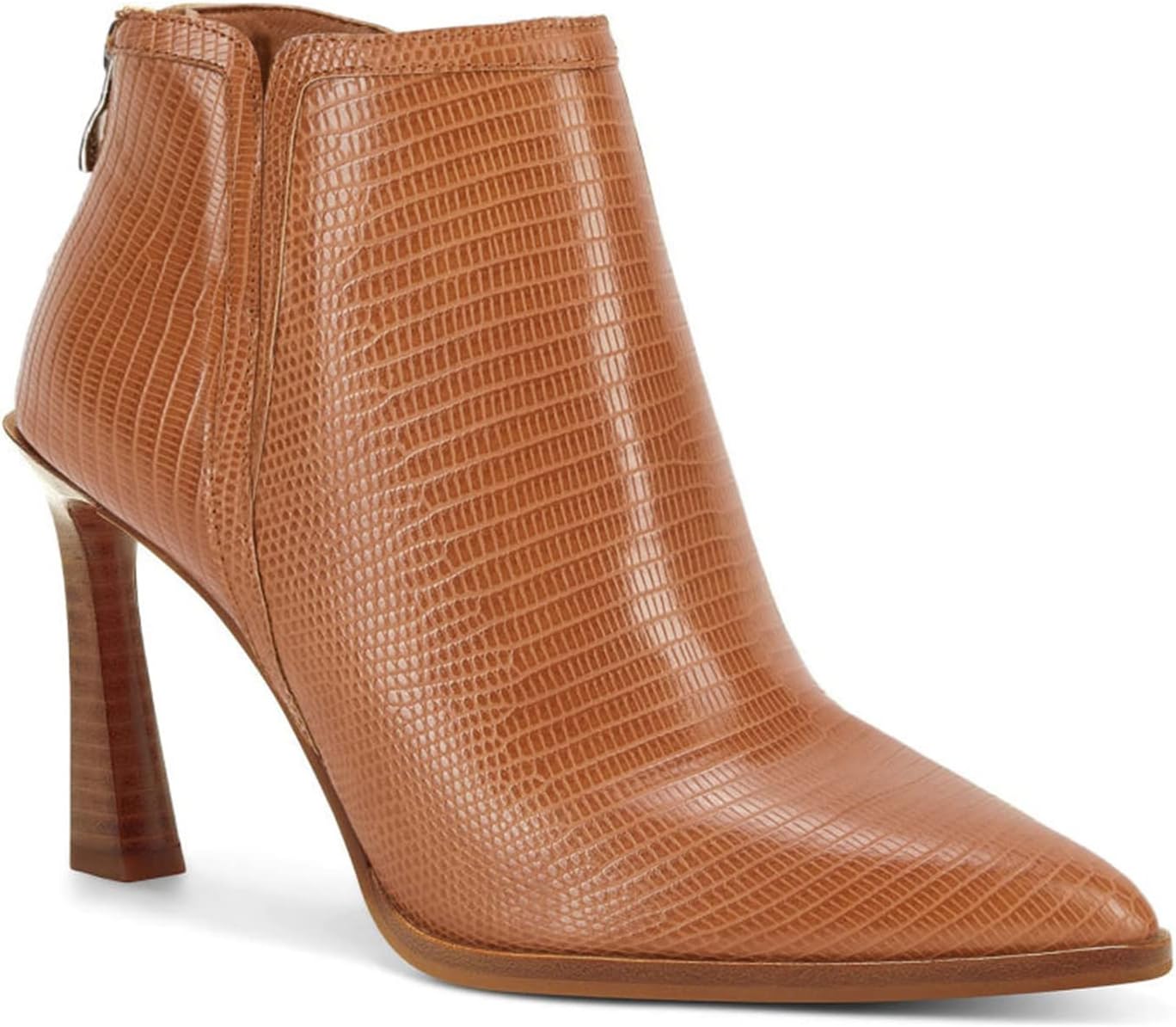 Womens High Heel Booties Pointed Toe V Cut Back Zipper Short Dress Ankle Boots 8.5 Brown