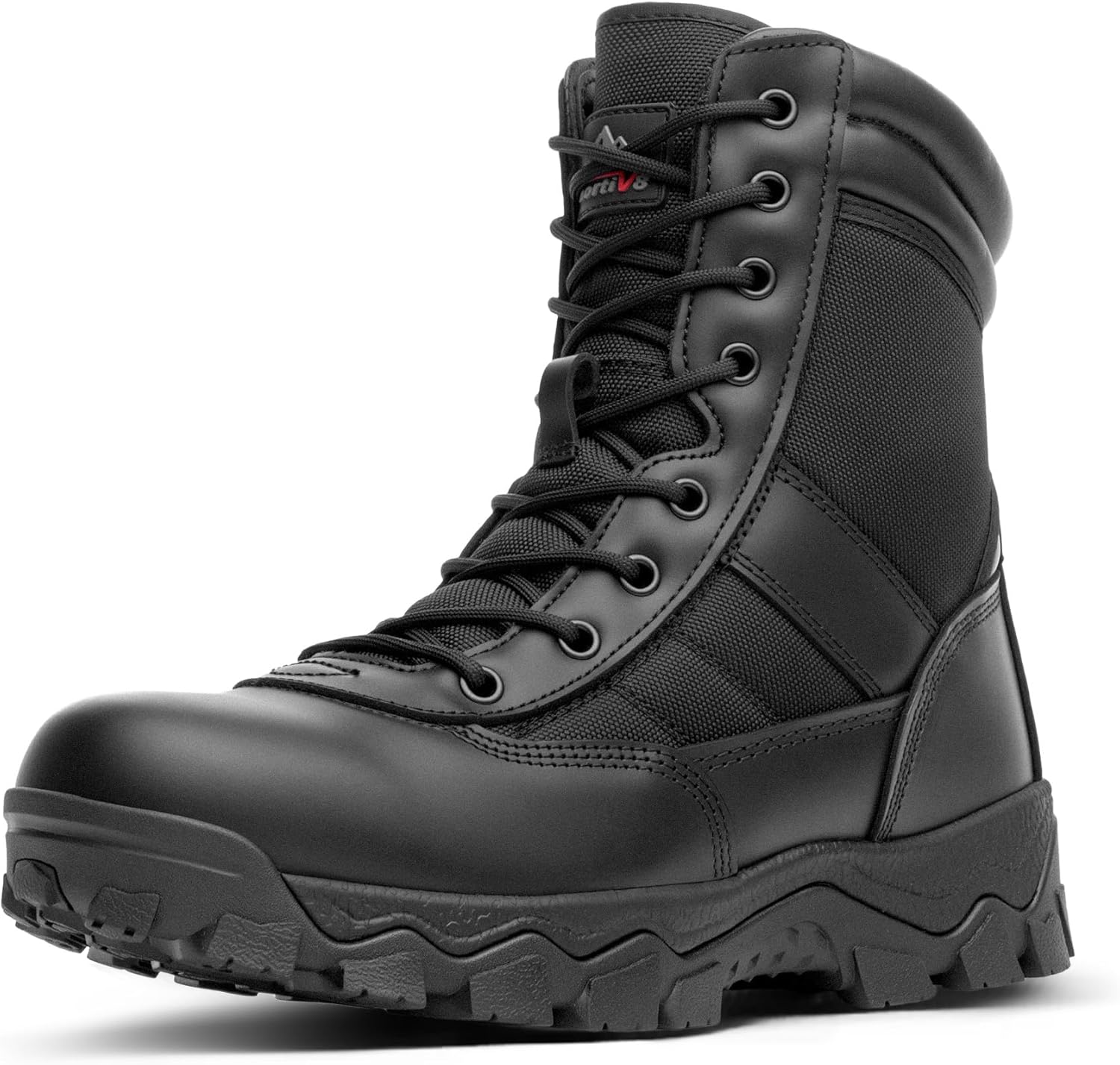 Men's Tactical Military Work Boots Side Zipper Outdoor Motorcycle Combat Boots 8 Inches 2.0 Trooper-pro 10 Black