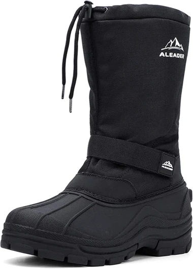 Men's Winter Waterproof Insulated Shell Warm Inner Comfortable Outdoor Snow Boots 12 Black/Buckle