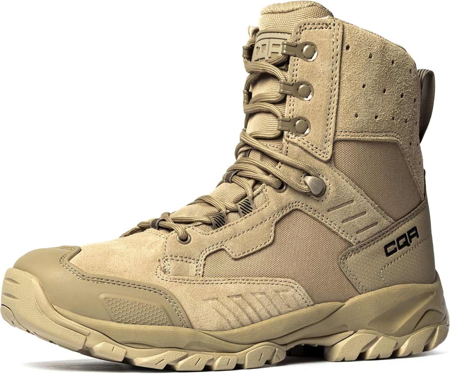 Men's Military Tactical Boots, Lightweight 6 Inches Hiking Combat Boot Durable Breathable Outdoor Work Motorcycle Footwear 13 Fathom 6 - Suede Tan