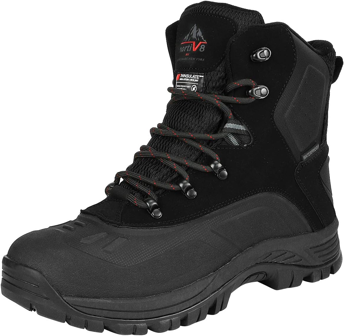 Men's Insulated Waterproof Construction Hiking Winter Snow Boots 9 Black/1