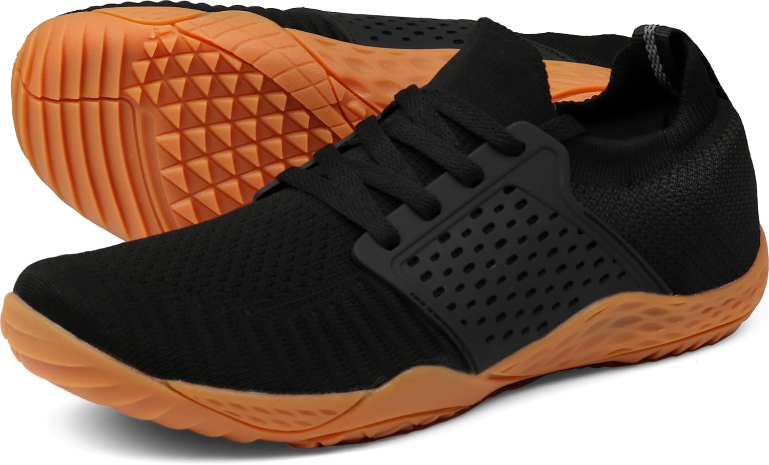 Men's Barefoot Running Shoes - Minimalist Cross-Trainer - Zero Drop Sole 7.5 W63 Black/Gum