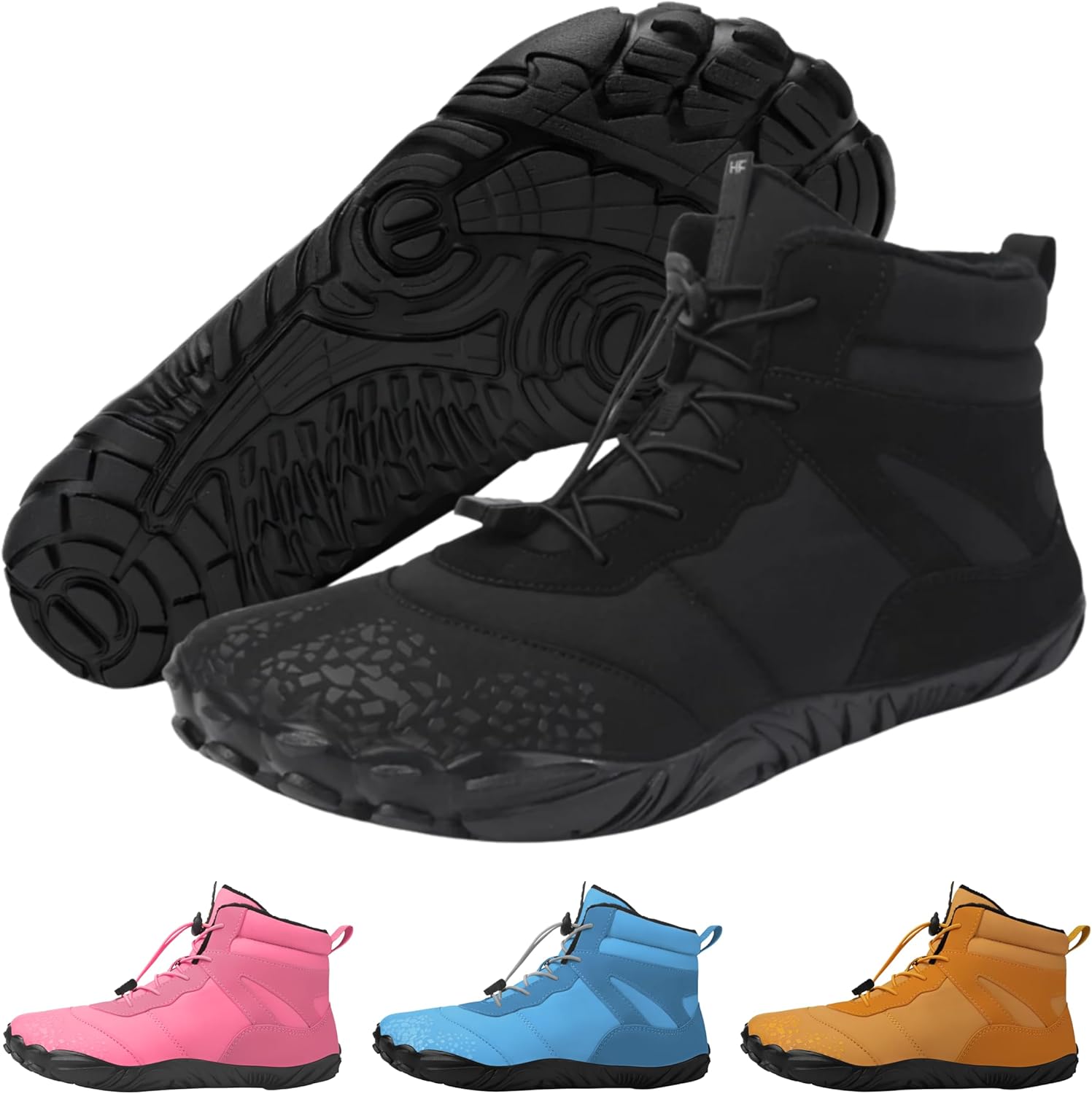 Vindra Flex Barefoot Winter Boots for Women & Men – Non-Slip, Lightweight, Wide Toe Box, Minimalist Walking Shoes for Healthy Foot Posture 10-10.5 Wide Women/8-8.5 Wide Men Black