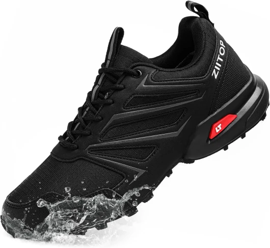 Mens Trail Running Shoes Waterproof Non-Slip Hiking Walking Sneakers for Outdoor Trailing Trekking Camping Quest Black 9 Black