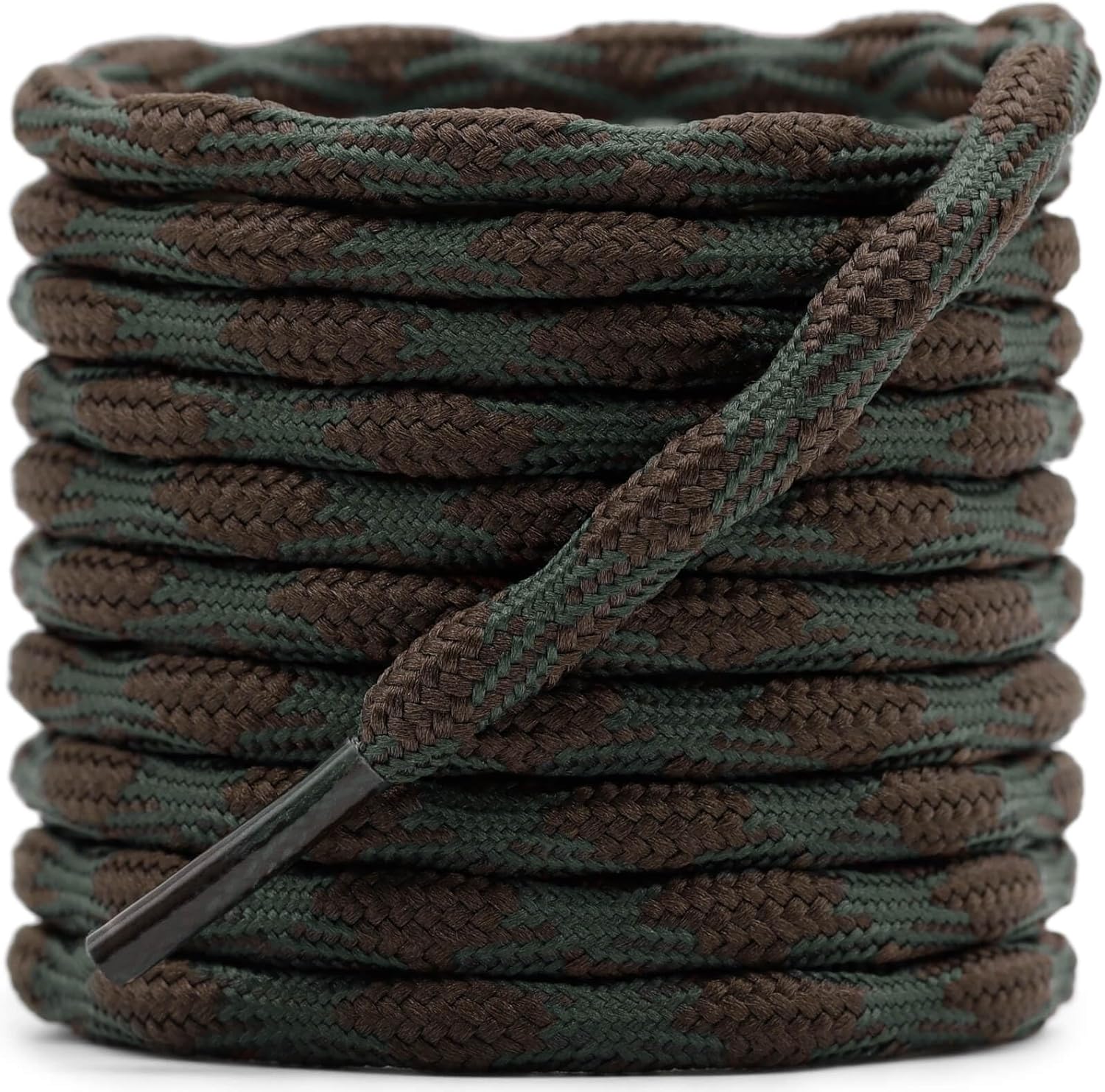 2 Pair Round Wave Shape Non Slip Heavy Duty and Durable Outdoor Climbing Shoelaces Hiking Shoe Laces Shoestrings 63 inch (160CM) 14 Dark Green&coffee