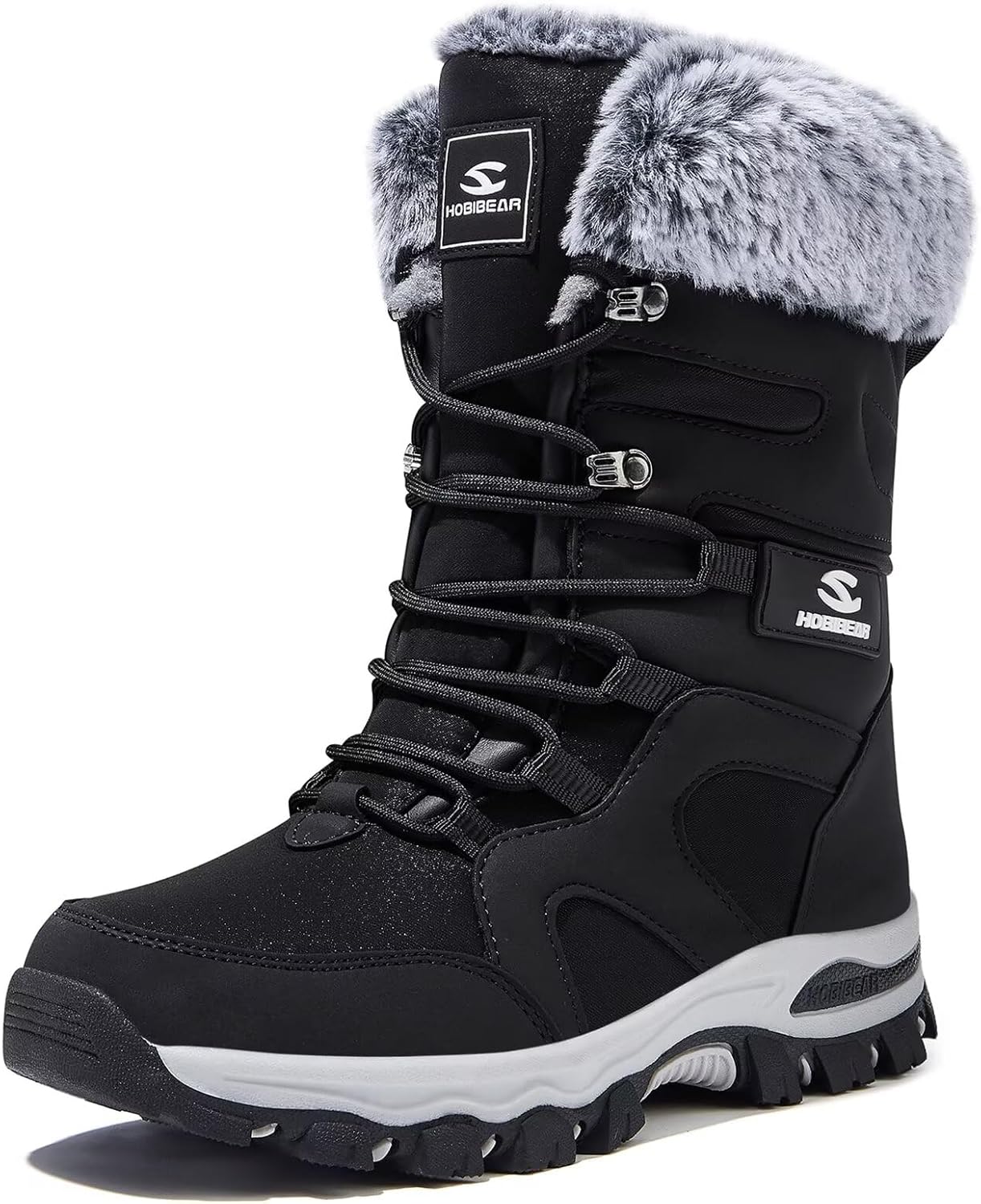Women's Winter Snow Boots - Mid-Calf - Faux Fur - Water Resistant 5.5 Black