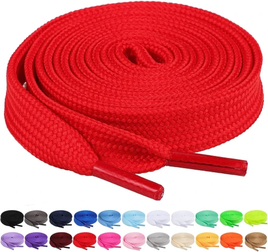 2 Pairs 2/5" Flat Shoe Laces for Sneakers 26 Colors Shoelaces in 27"-72" 48inch (122cm) Red(2 Pairs)