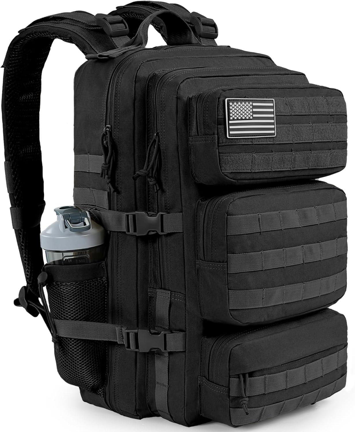 50L Military Tactical Backpack Large Day Backpack for Men Molle Army 3 Days Assault Pack Bug Out Bag Water Resistant and Heavy Duty Hiking Treeking Rucksack - Black Black Large