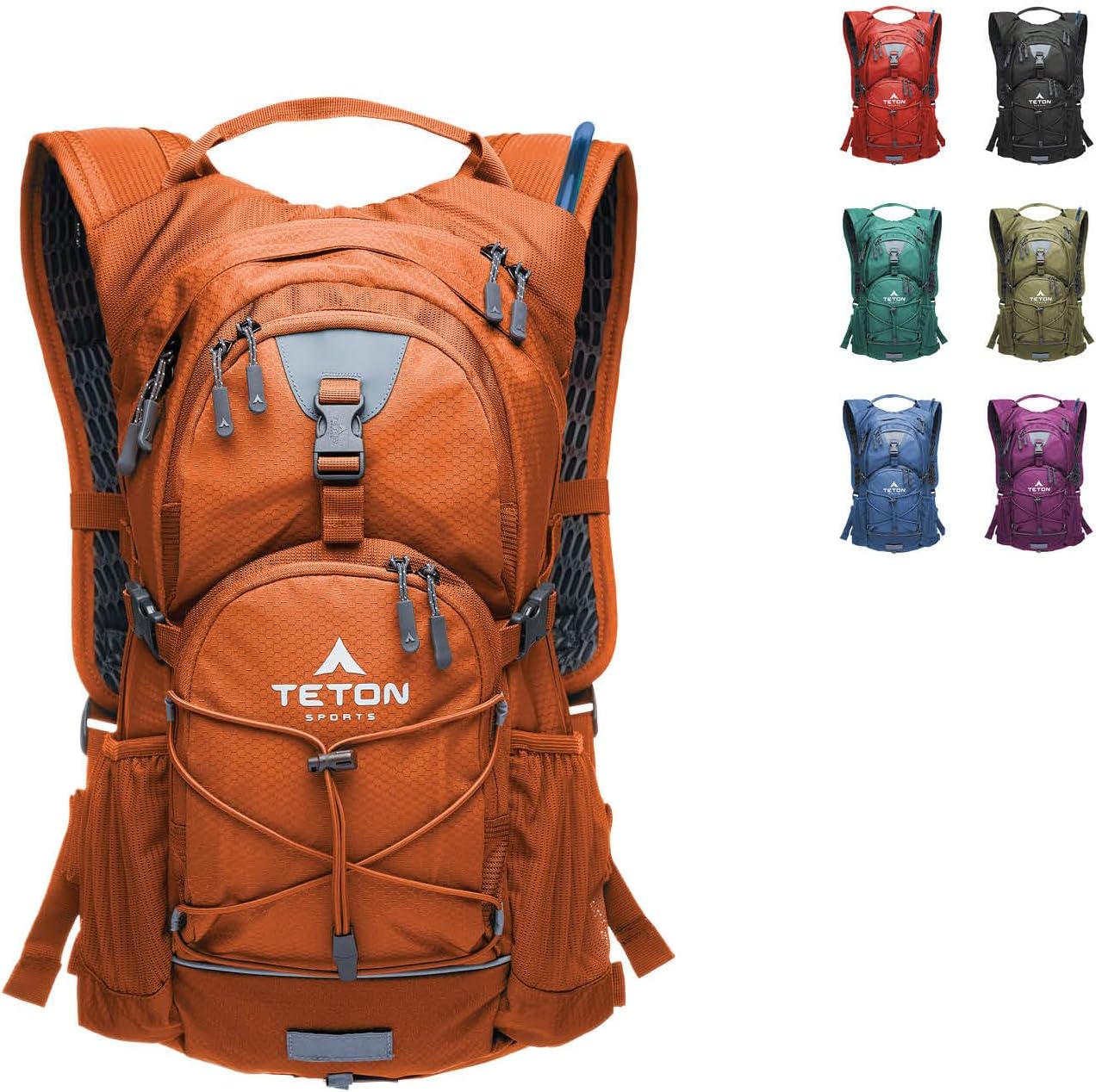 Teton Oasis/Trailrunner Hydration Backpack – Lightweight Water Pack with 2L/3L Bladder for Hiking, Running, Cycling, Biking – 2L/18L/22L Sizes – Sewn-in Rain Cover – Fits Men and Women 18 Liters Burnt Orange