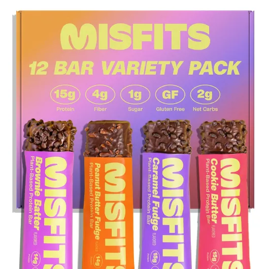 Vegan Protein Bars - Updated Gluten Free Recipe - Plant Based, Low Sugar & Carb, High Fiber Snacks - Variety Pack of 12 (4 Flavors) Best Sellers Variety Pack 12 Count (Pack of 1)