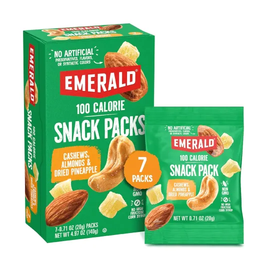 Nuts Cashews and Almonds with Dried Pineapple 7 Ct (1-Pack), 100-Calorie Individual Packs of Mixed Nut Blend and Dried Fruit