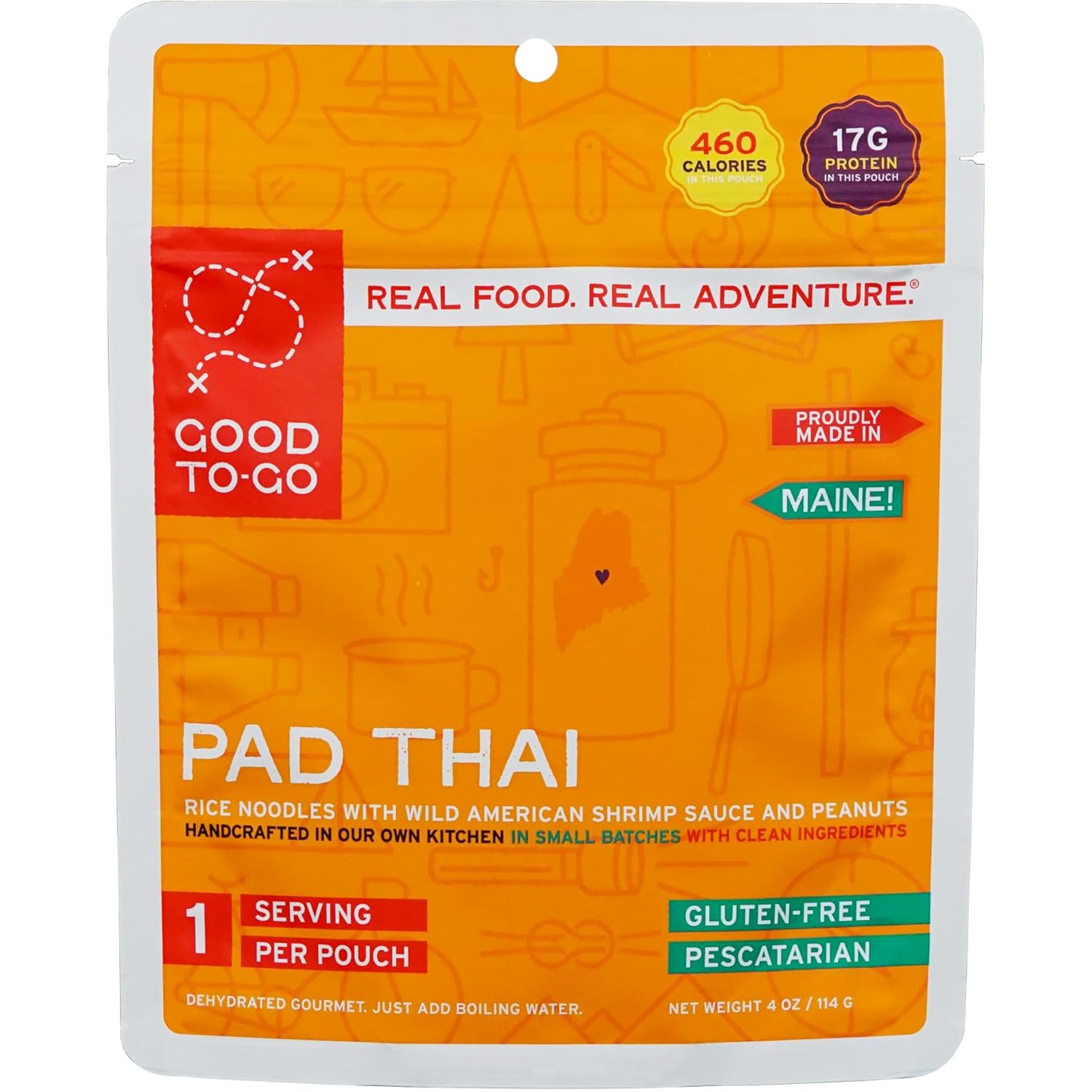 GOOD TO-GO Pad Thai (Single Serving) - Camping & Backpacking Food - Just Add Water Backpacking Meals - Good To-Go Dehydrated Meals Taste Better Than Freeze Dried Food