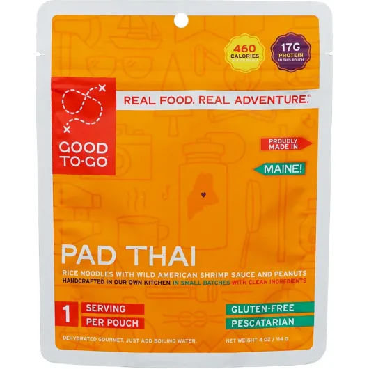 GOOD TO-GO Pad Thai (Single Serving) - Camping & Backpacking Food - Just Add Water Backpacking Meals - Good To-Go Dehydrated Meals Taste Better Than Freeze Dried Food