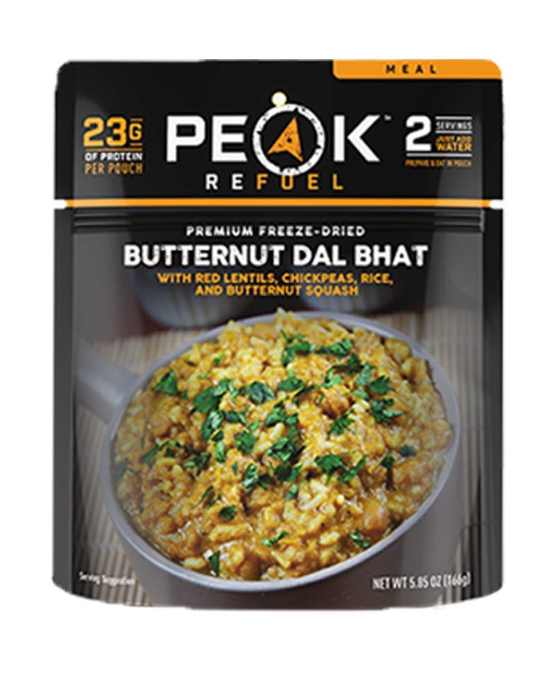 Butternut Dal Bhat - Freeze Dried Backpacking and Camping Food - Amazing Taste & Quality - High Protein - Real Meat - Quick Prep (2 Serving Pouch)