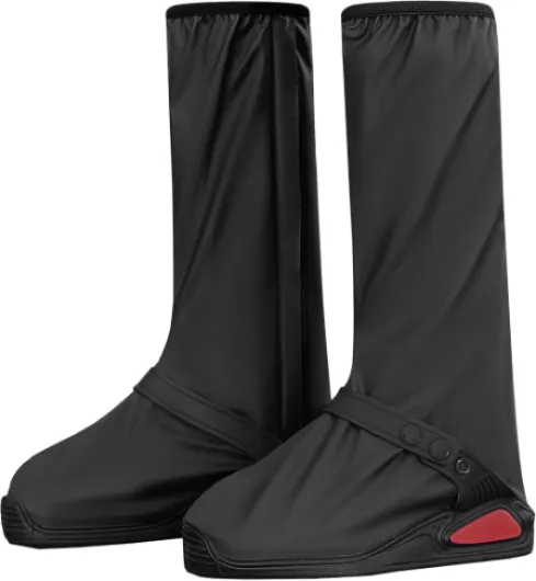 Waterproof Shoe Covers Reflective Rain Boot Foldable Non-Slip Protective Overshoes for Rainy Day, Hiking, Outdoor Black X-Large