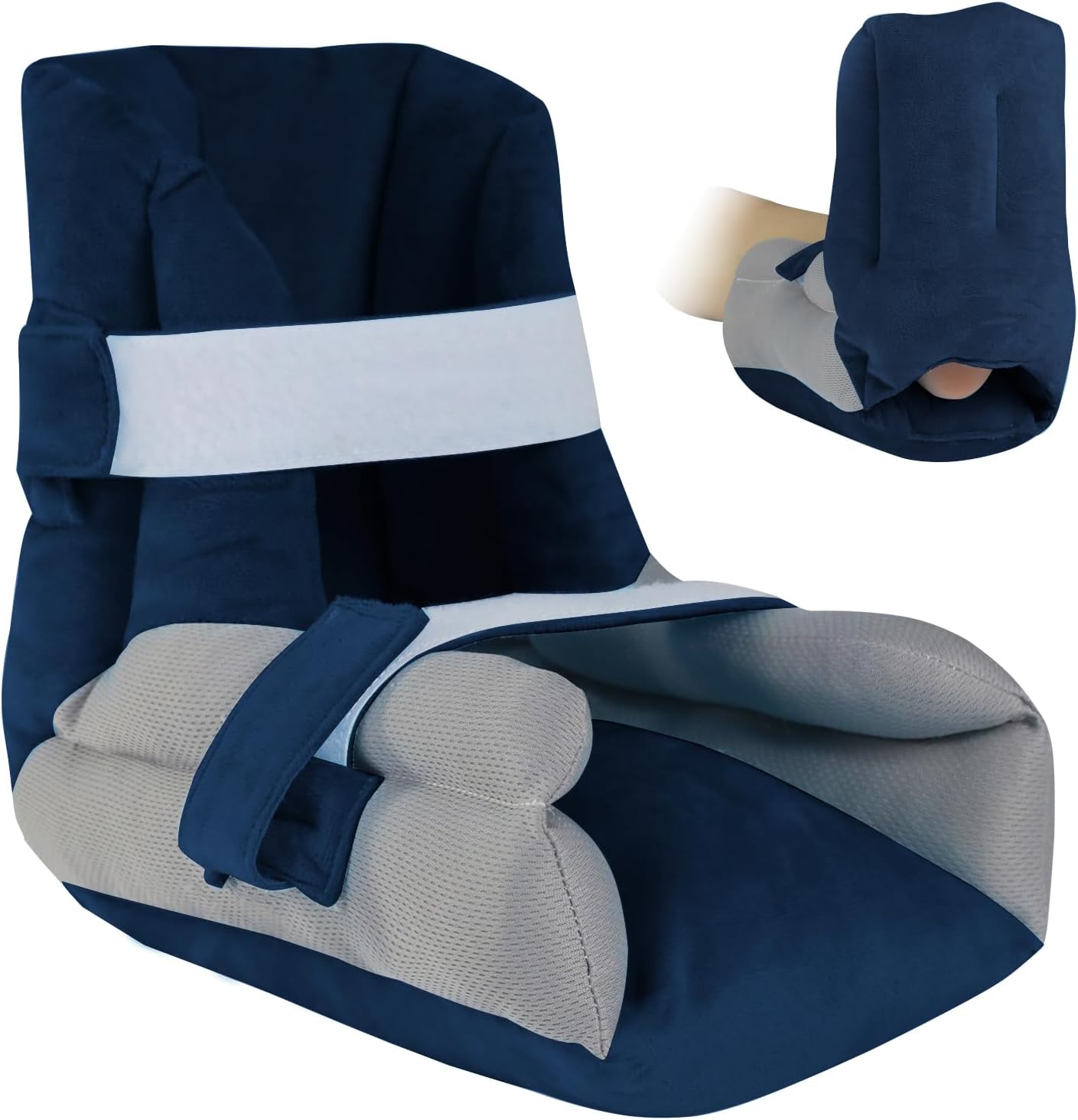 Heel Protectors Cushions for Heel Pain and Pressure, Adjustable Foot Support Pillow to Relief Bed Sores and Ulcers for Bedridden Patient Navy