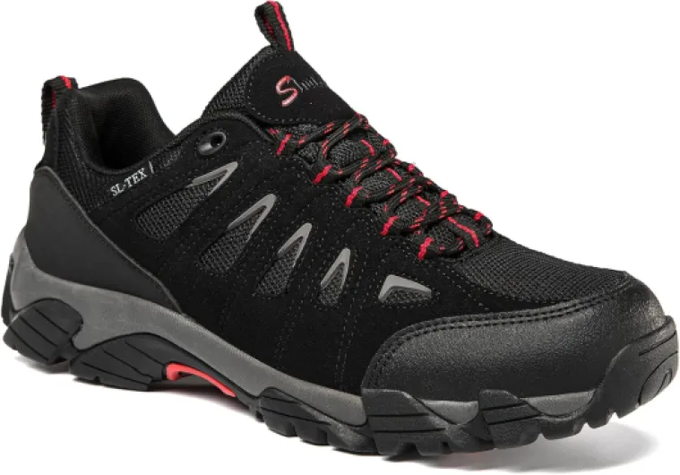 Men's Waterproof Hiking Shoes Lightweight Anti Slip Outdoor Ankle Boots Breathable Hike Trekking Trails Shoe 11 Black/Red