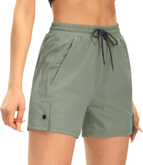 Women's 4" Hiking Shorts Quick Dry Lightweight Outdoor Shorts Travel Athletic Golf Shorts with Pockets Water Resistant Medium Sage Green