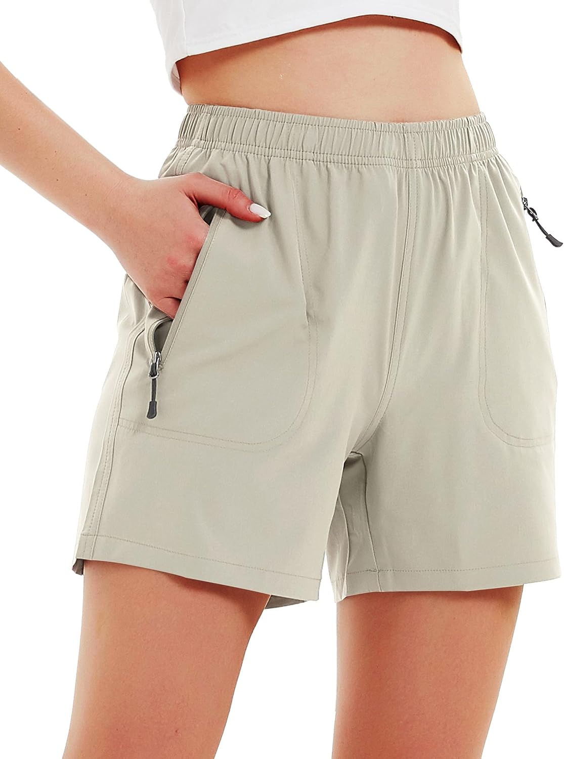 Women's 5" 7" Hiking Cargo Shorts Quick Dry Lightweight Athletic Outdoor Shorts for Workout with Zipper Pockets 5" Inseam XX-Large 5"-light Khaki
