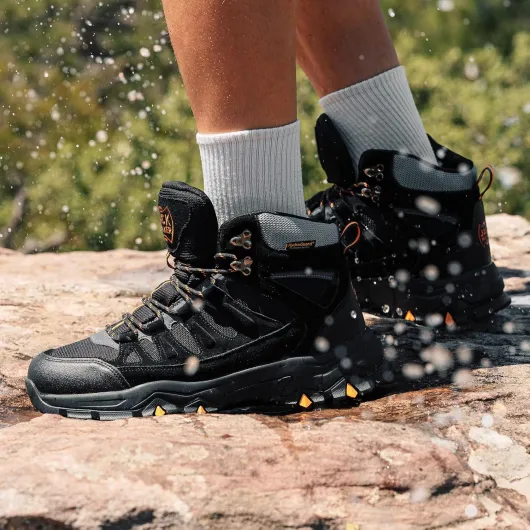 Mens Walking Waterproof Boots Lightweight Vent Breathable Hiking Trekking Shoes JW9255 11 UK Black