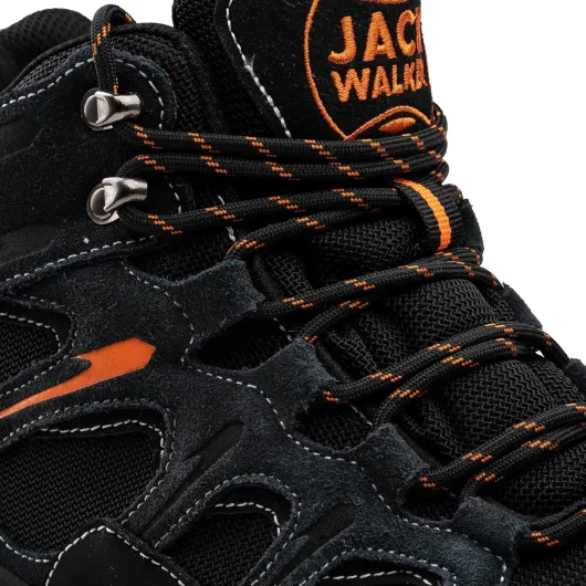 Mens Walking Waterproof Leather Boots Lightweight Vent Breathable Hiking Trekking Shoes JW7255 Orange 9 UK Orange