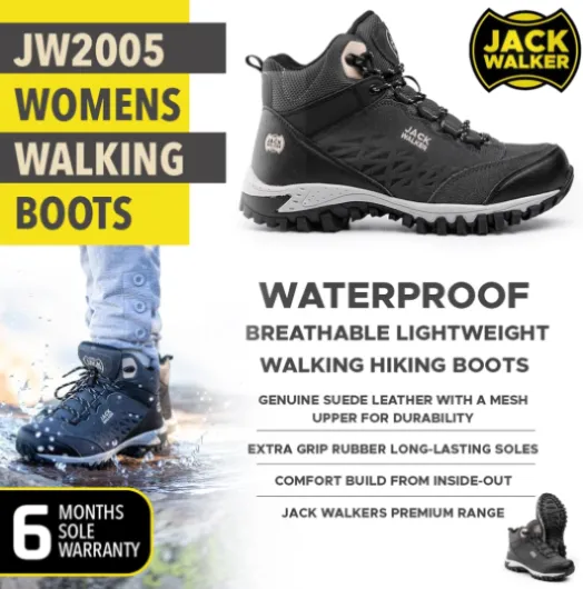 Women Waterproof Hiking Boots Lightweight Trekking Walking Shoes JW2005 5 UK Rose Gold