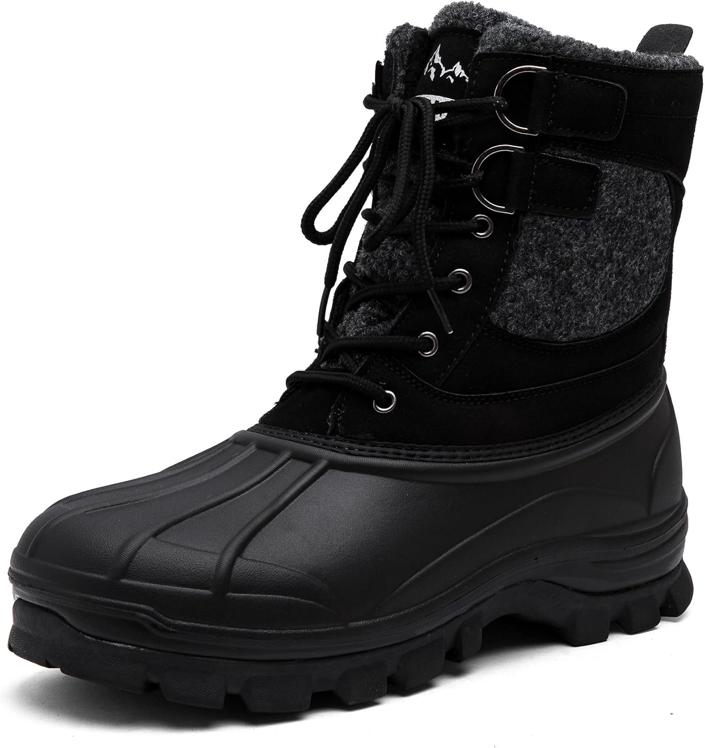 Maxome Mens Winter Boots Waterproof Insulated Snow Boots Outdoor Non Slip Lace-Up Hiking Booties 8 UK Black