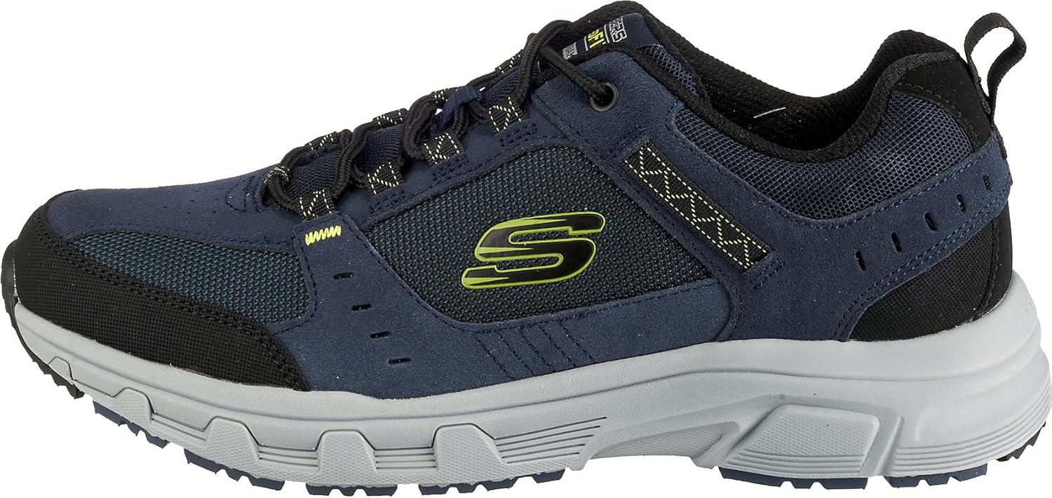 Men's Oak Canyon Sneaker 8 UK Navy Leather Pu Mesh Lime Trim