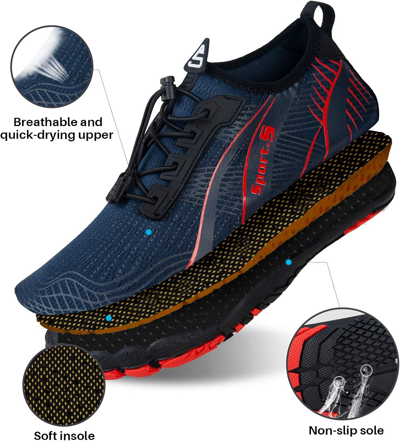 Barefoot Shoes Men Women Toe Shoes Barefoot Shoes Aqua Shoes Fitness Shoes Beach Shoes Swimming Shoes Water Shoes 9 UK Red Blue