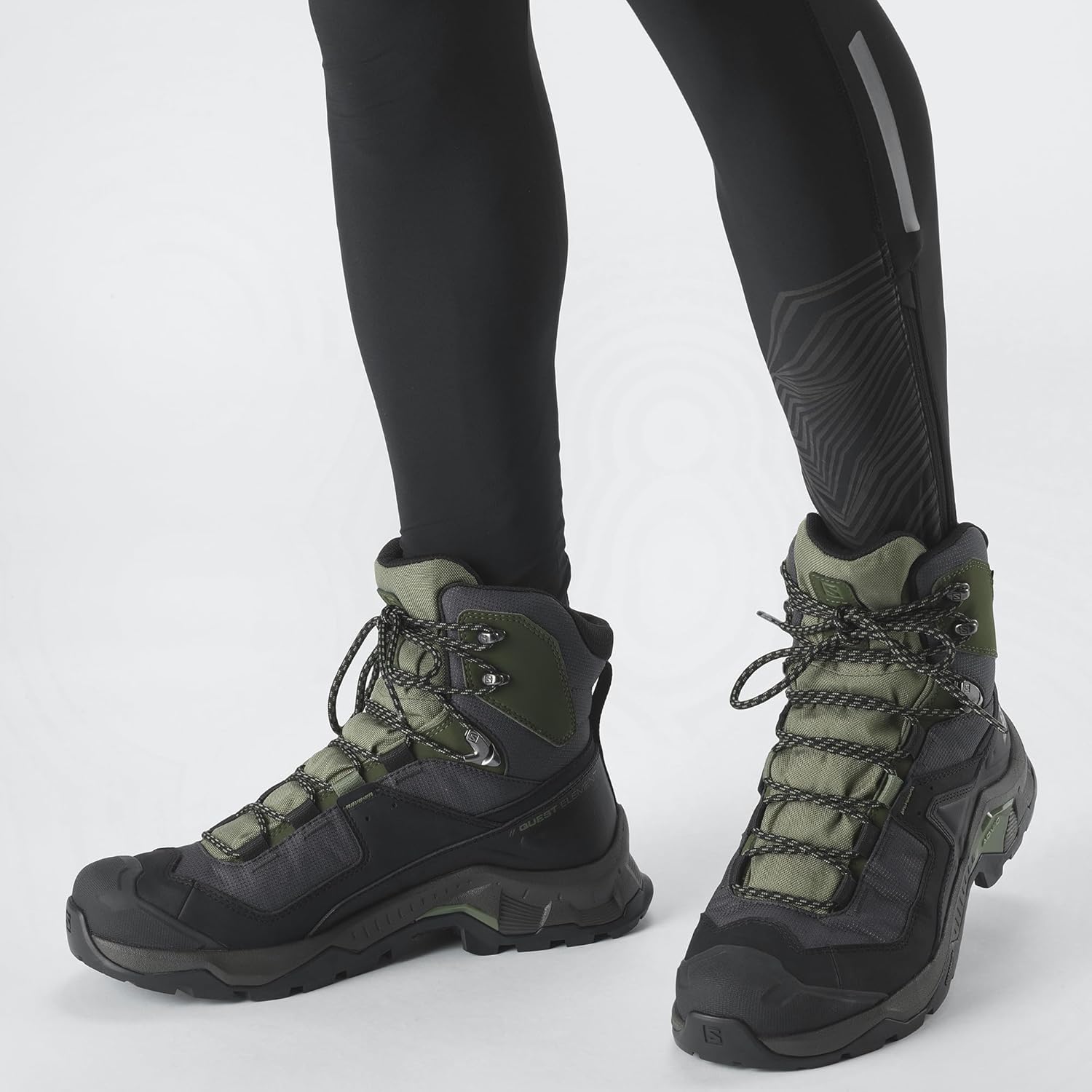 Quest Element Gore-Tex Men's Outdoor Shoes, Waterproof, All-terrain stability, and Outdoor essentials 10 UK Black Deep Lichen Green Olive Night