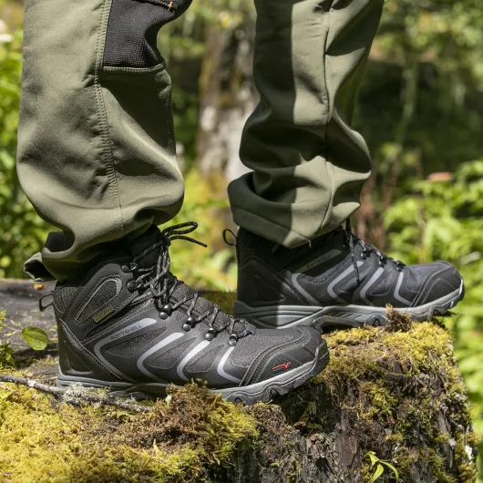 Men's Ankle High Waterproof Boots Hiking Boots Men Walking Boots Mens Backpacking Trekking&Hiking Footwear Armadillo 7 UK Black Grey