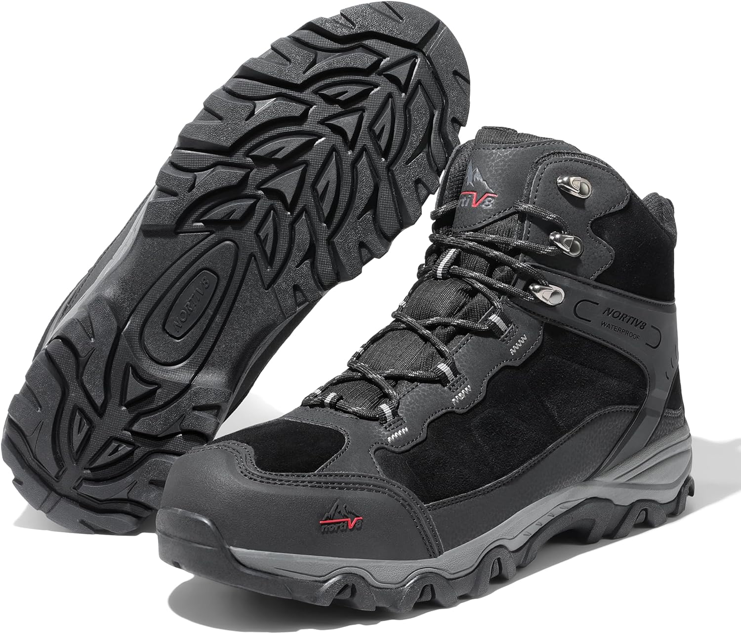 Men's Waterproof Hiking Boots Outdoor Mid Walking Boots Mens Trekking&Hiking Footwear Backpacking Mountaineering Shoes 9 UK Black