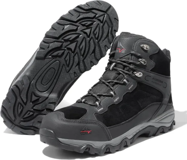 Men's Waterproof Hiking Boots Outdoor Mid Walking Boots Mens Trekking&Hiking Footwear Backpacking Mountaineering Shoes 9 UK Black