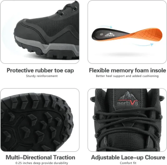 Men's Waterproof Hiking Boots Outdoor Mid Trekking Backpacking Mountaineering Shoes,Size 5.5,Black,JS19005M 8 UK Black