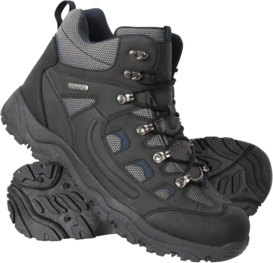 Adventurer Mens Waterproof Hiking Boots - IsoDry Shoes - Hiking, Outdoors 10 UK Black